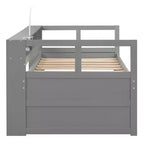 Whisen Twin XL Tagesbett aus Holz mit 2 Ausziehbetten, 3 Staufächern, 1 kostenloser Leuchte und USB-Ladefunktion