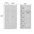 2-türiger Kleiderschrank, freistehender Schlafzimmerschrank mit Kleiderstange