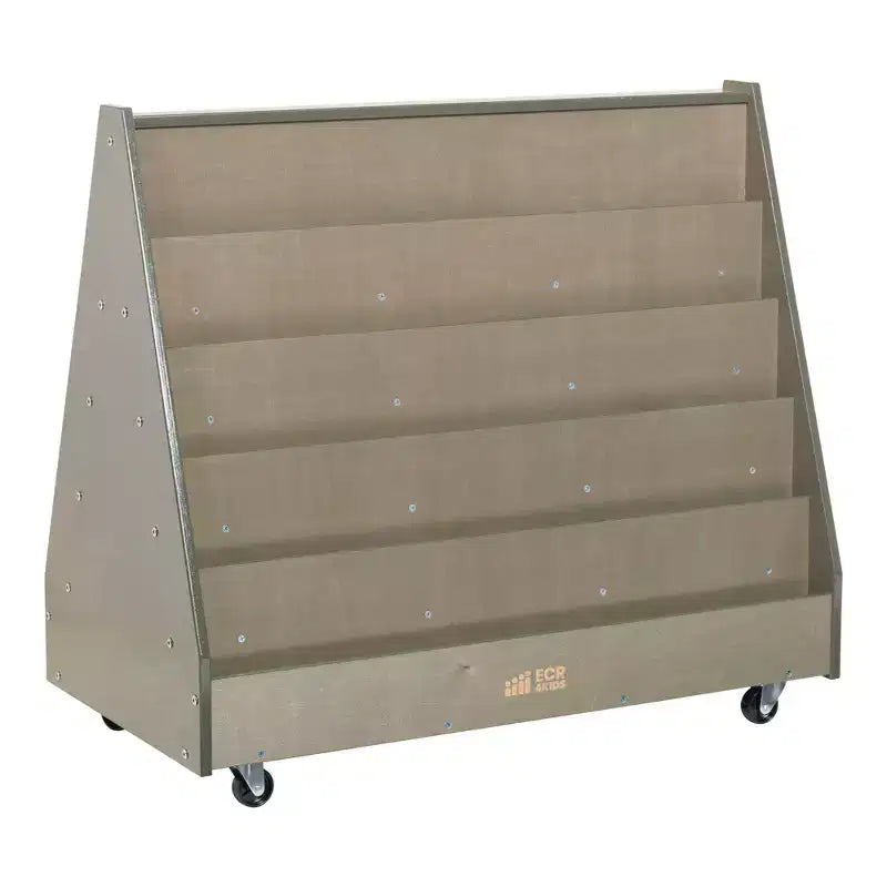 ECR4Kids Double-Sided Wooden Mobile Book Display and Storage, Montessori Furniture