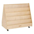 ECR4Kids Doppelseitiges Bücherregal aus Holz mit Rollen und Aufbewahrung, Montessori-Möbel