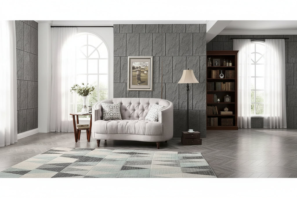 Charleston Tufted Fabric Loveseat