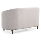 Light Grey Deep Tufted Fabric Loveseat with Nailhead Trim for 2 Person