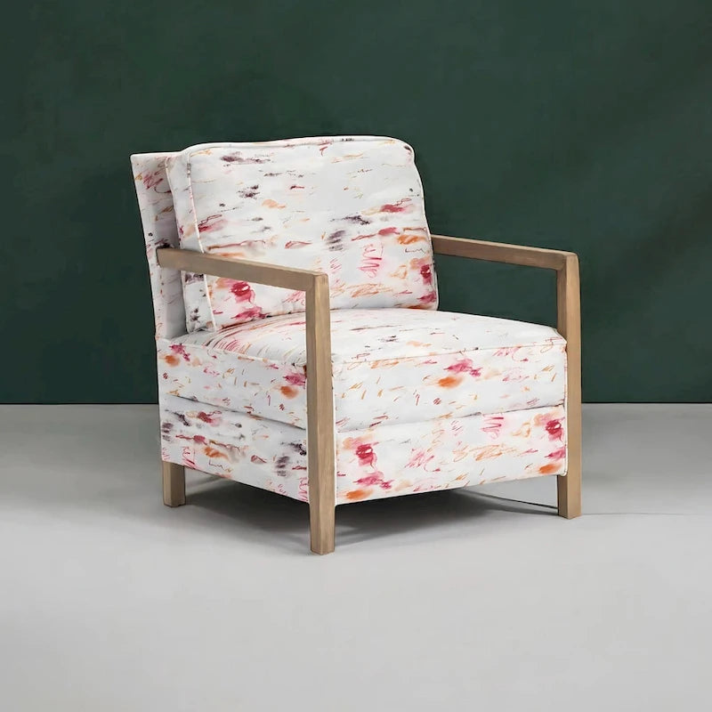 Soft Pink Abstract Patterned Accent Chair - 31.25  x 29.5  x 31 