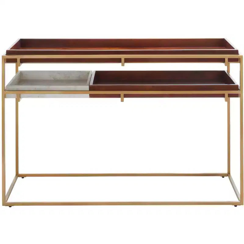 Akari Marble Console Table - CNS3700A - Brown/White - Safavieh