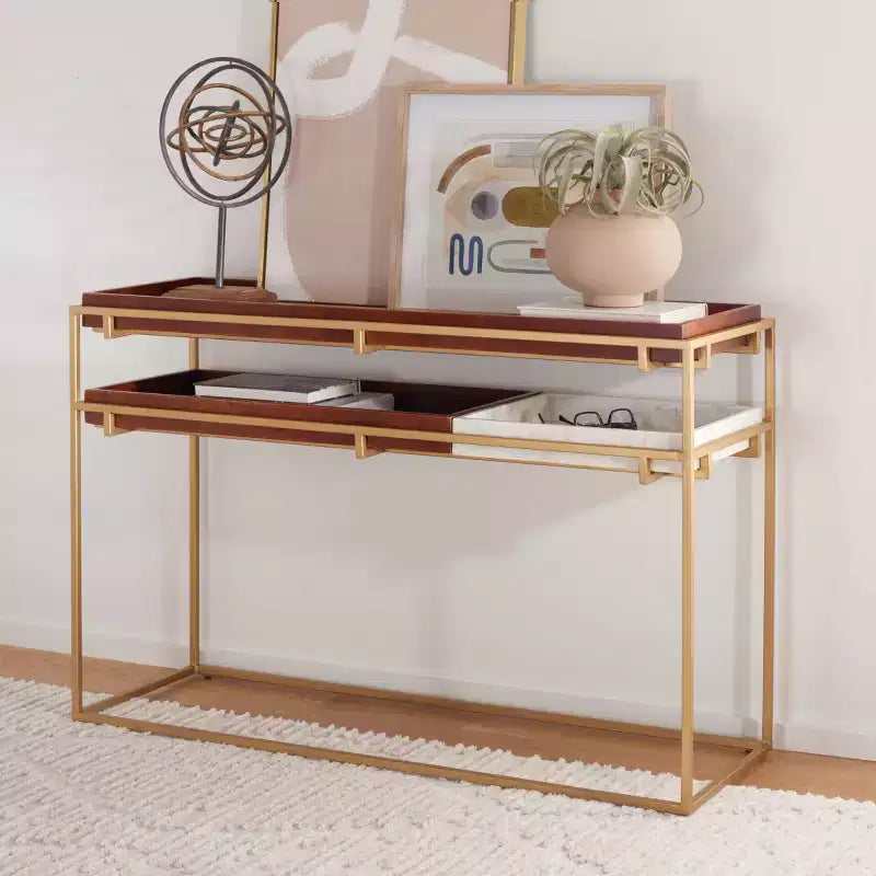Akari Marmor Konsolentisch - CNS3700A - Braun/Weiß - Safavieh