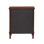 Brown Acacia Veneer 3-Drawer Nightstand with Antique Bronze Ring Pulls for 1 Person