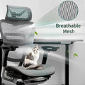 Blau / Weiß / Grau / Braun Hoher ergonomischer Bürostuhl mit Netzrücken und Seilzugsteuerung für 1 Person