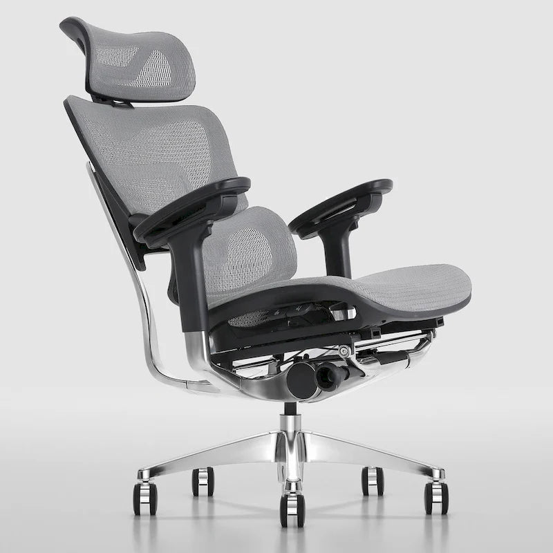 Blau / Weiß / Grau / Braun Hoher ergonomischer Bürostuhl mit Netzrücken und Seilzugsteuerung für 1 Person