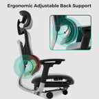 Blau / Weiß / Grau / Braun Hoher ergonomischer Bürostuhl mit Netzrücken und Seilzugsteuerung für 1 Person