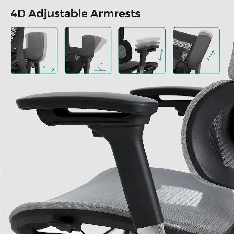Blau / Weiß / Grau / Braun Hoher ergonomischer Bürostuhl mit Netzrücken und Seilzugsteuerung für 1 Person