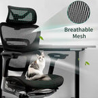 Blau / Weiß / Grau / Braun Hoher ergonomischer Bürostuhl mit Netzrücken und Seilzugsteuerung für 1 Person