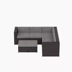 WestinTrends 6-Sitzer Garten-Ecksofa-Set mit Stauraum-Ottomane, Braun/Grau
