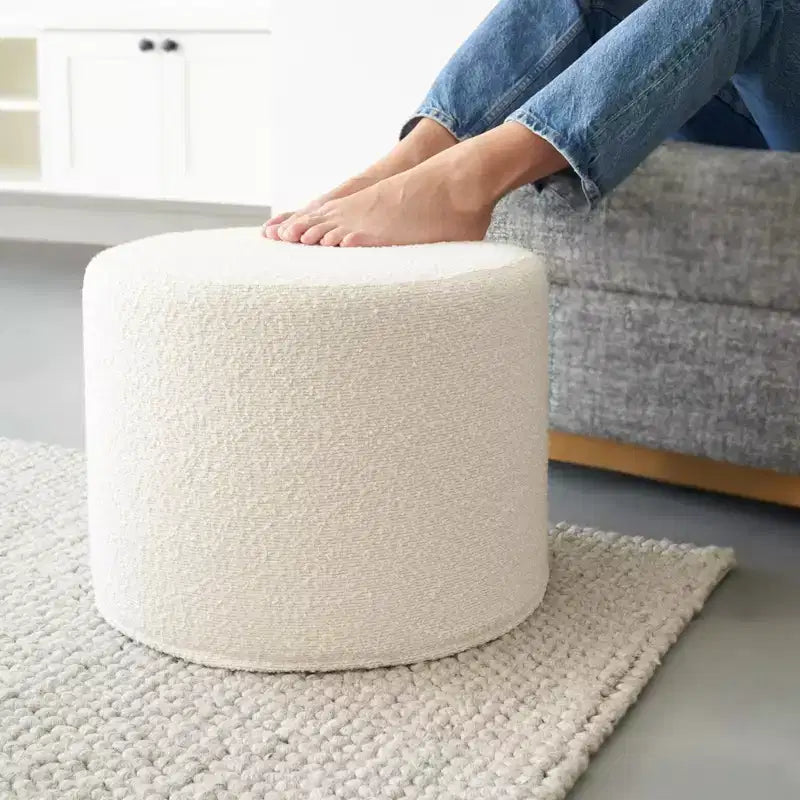 ZICOTO Boucle Pouf Ottoman  Cozy Foot Rest to Elevate Your Living Room Decor with Comfort & Charm