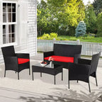 FDW 4-teiliges Loungeset, wasserdichtes Rattan-Terrassenmöbelset für Terrasse und Pool