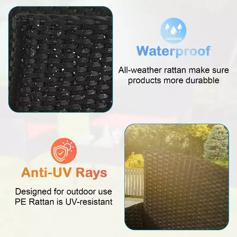 FDW 4-teiliges Loungeset, wasserdichtes Rattan-Terrassenmöbelset für Terrasse und Pool