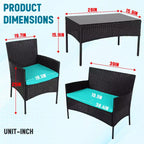 FDW 4-teiliges Loungeset, wasserdichtes Rattan-Terrassenmöbelset für Terrasse und Pool