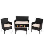 FDW 4-teiliges Loungeset, wasserdichtes Rattan-Terrassenmöbelset für Terrasse und Pool