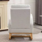 Akzentschaukelstuhl mit Fußstütze, moderner Hochlehner-Loungesessel mit Schaukelbeinen aus Holz, Freizeit-Schaukelsessel für Zuhause, Wohnzimmer, Schlafzimmer, Büro