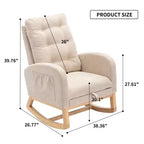 Akzentschaukelstuhl mit Fußstütze, moderner Hochlehner-Loungesessel mit Schaukelbeinen aus Holz, Freizeit-Schaukelsessel für Zuhause, Wohnzimmer, Schlafzimmer, Büro
