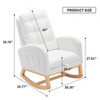 Akzentschaukelstuhl mit Fußstütze, moderner Hochlehner-Loungesessel mit Schaukelbeinen aus Holz, Freizeit-Schaukelsessel für Zuhause, Wohnzimmer, Schlafzimmer, Büro