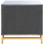 White Washed / Walnut / Teal 2-Drawer Nightstand with Brass Base and Pulls for 1 Person