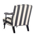 Steel Blue / Charcoal & White Curved Back Upholstered Arm Chair with Caster Feet for 1 Person