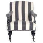 Steel Blue / Charcoal & White Curved Back Upholstered Arm Chair with Caster Feet for 1 Person