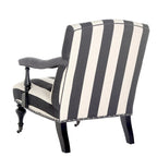 Steel Blue / Charcoal & White Curved Back Upholstered Arm Chair with Caster Feet for 1 Person
