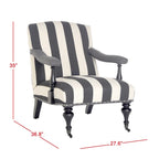 Steel Blue / Charcoal & White Curved Back Upholstered Arm Chair with Caster Feet for 1 Person