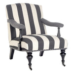 Steel Blue / Charcoal & White Curved Back Upholstered Arm Chair with Caster Feet for 1 Person