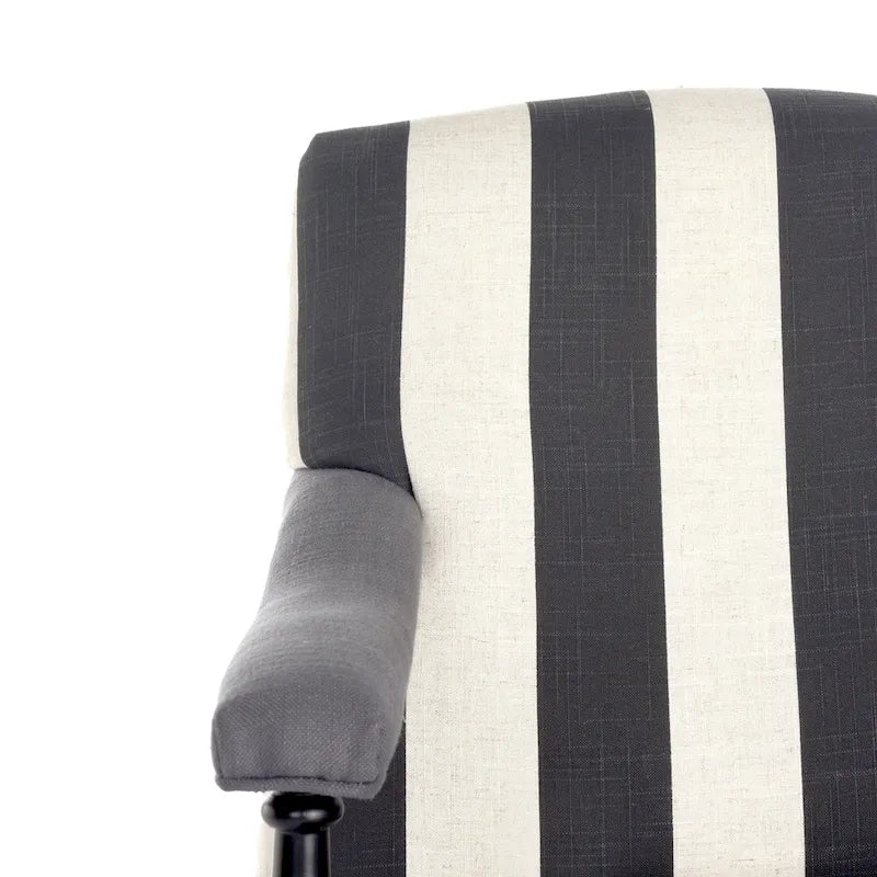 Steel Blue / Charcoal & White Curved Back Upholstered Arm Chair with Caster Feet for 1 Person