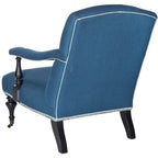 Steel Blue / Charcoal & White Curved Back Upholstered Arm Chair with Caster Feet for 1 Person