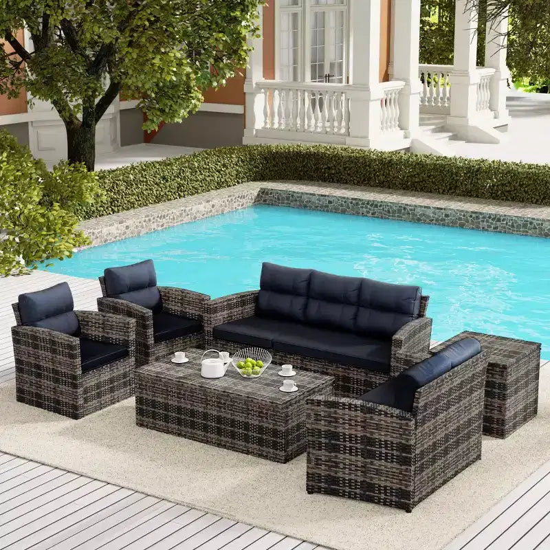 WestinTrends 6-teiliges PE-Rattan-Geflecht Outdoor-Sofa-Set für den Garten