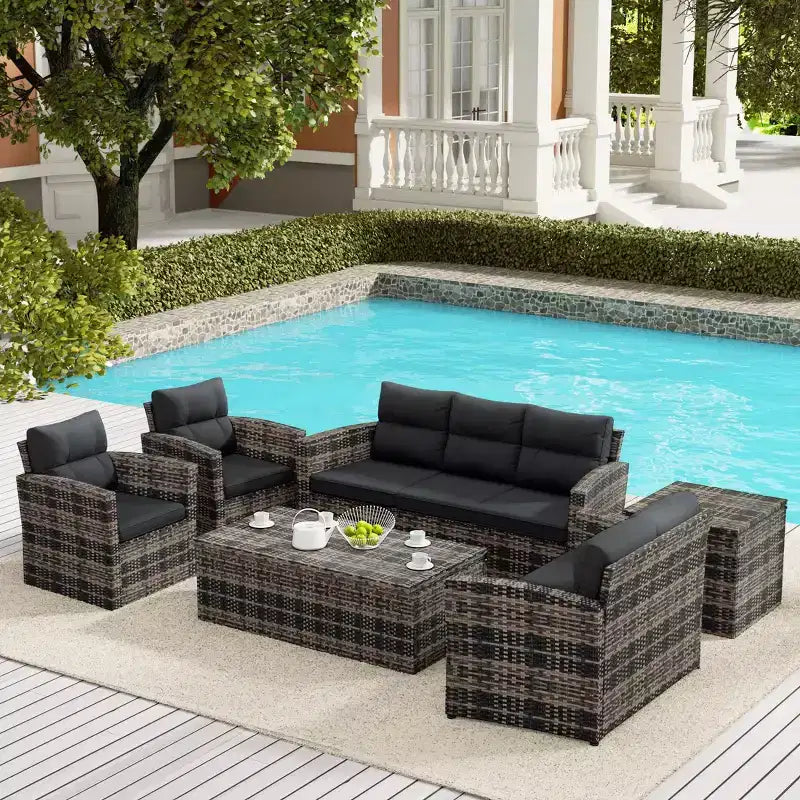 WestinTrends 6-teiliges PE-Rattan-Geflecht Outdoor-Sofa-Set für den Garten