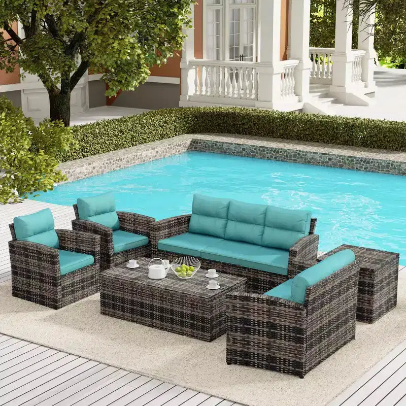 WestinTrends 6-teiliges PE-Rattan-Geflecht Outdoor-Sofa-Set für den Garten