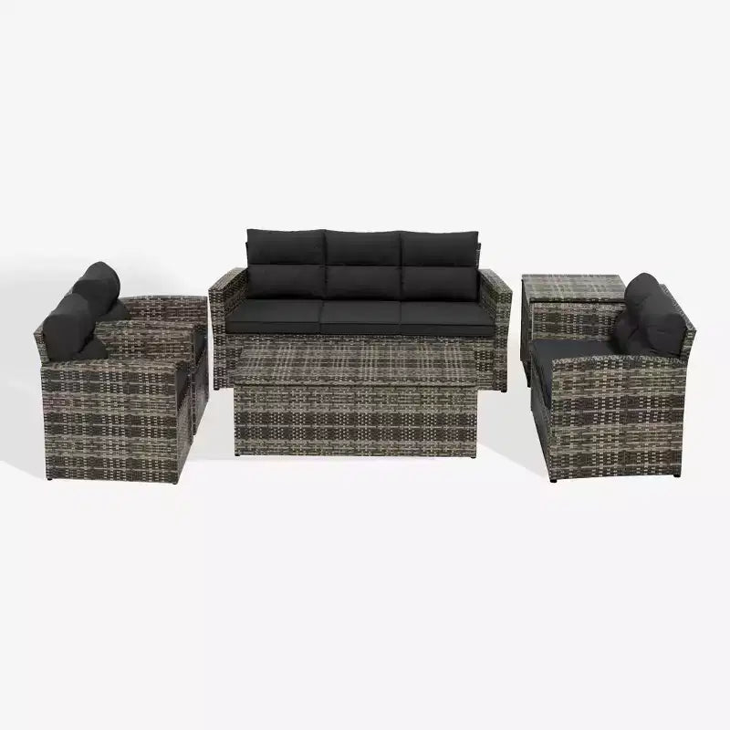 WestinTrends 6-teiliges PE-Rattan-Geflecht Outdoor-Sofa-Set für den Garten
