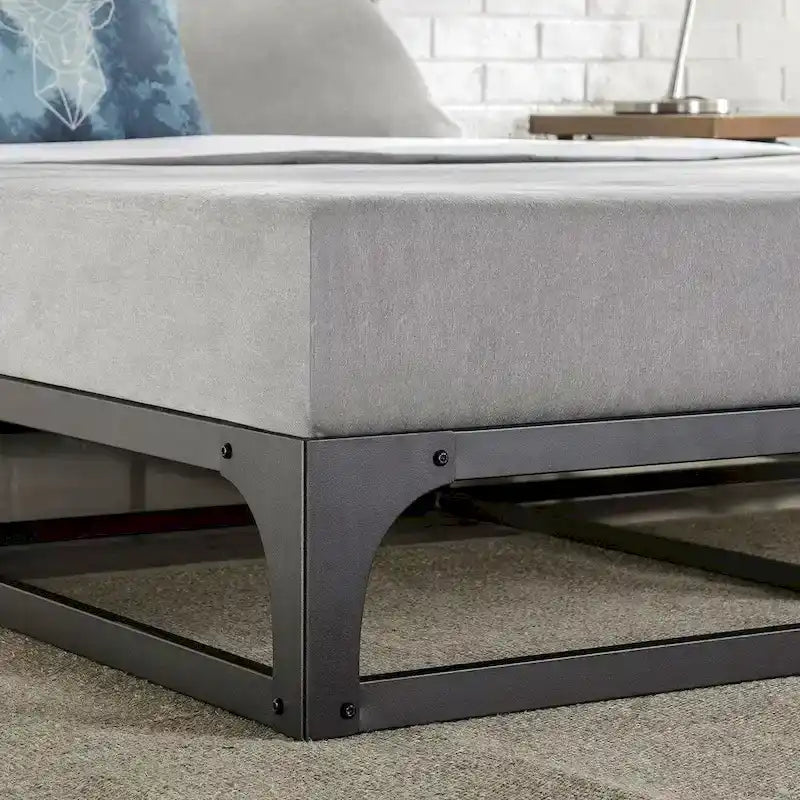 Black Full Size Low Profile Metal Platform Bed Frame for 1–2 Person, No Box Spring Needed