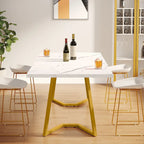 Natural Wood Tone Rectangle Dining Table with Metal Frame for 2–4 Person, 55"
