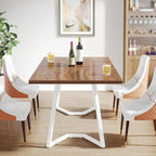Natural Wood Tone Rectangle Dining Table with Metal Frame for 2–4 Person, 55"
