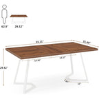 Natural Wood Tone Rectangle Dining Table with Metal Frame for 2–4 Person, 55"
