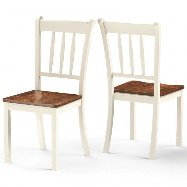 Black / White Rubberwood Spindle Back Dining Chairs, Set of 2, for 2 Person