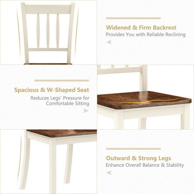 Black / White Rubberwood Spindle Back Dining Chairs, Set of 2, for 2 Person