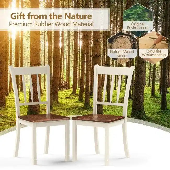 Black / White Rubberwood Spindle Back Dining Chairs, Set of 2, for 2 Person