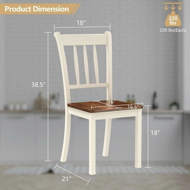 Black / White Rubberwood Spindle Back Dining Chairs, Set of 2, for 2 Person