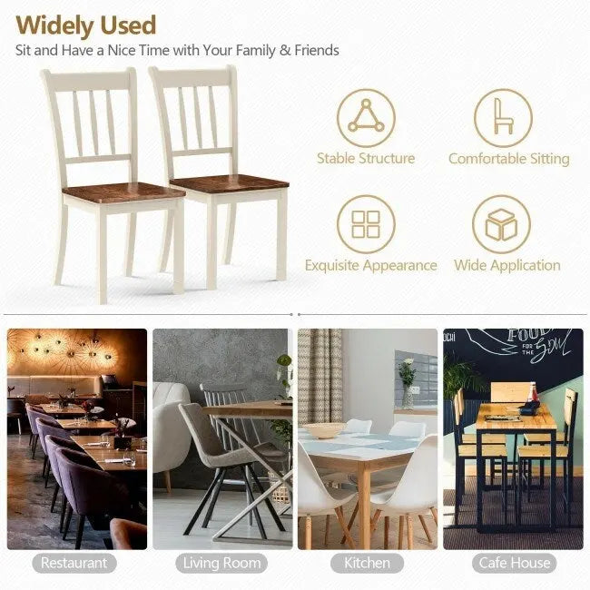 Black / White Rubberwood Spindle Back Dining Chairs, Set of 2, for 2 Person