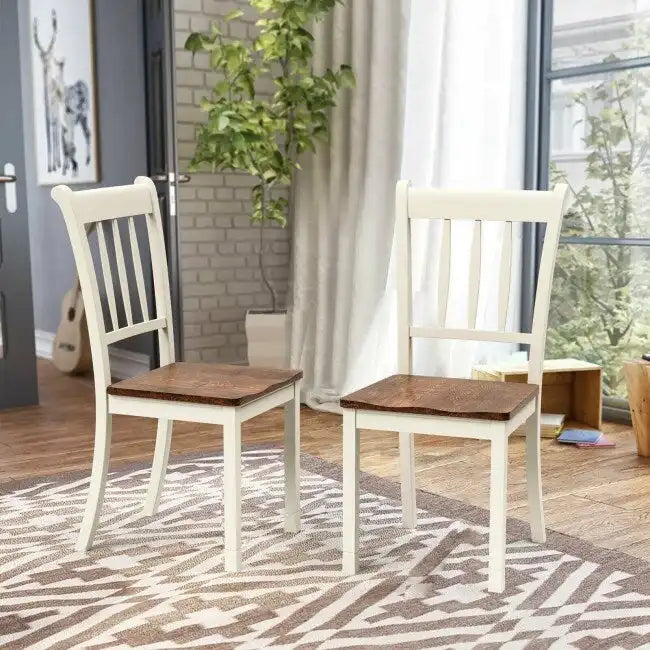 Black / White Rubberwood Spindle Back Dining Chairs, Set of 2, for 2 Person