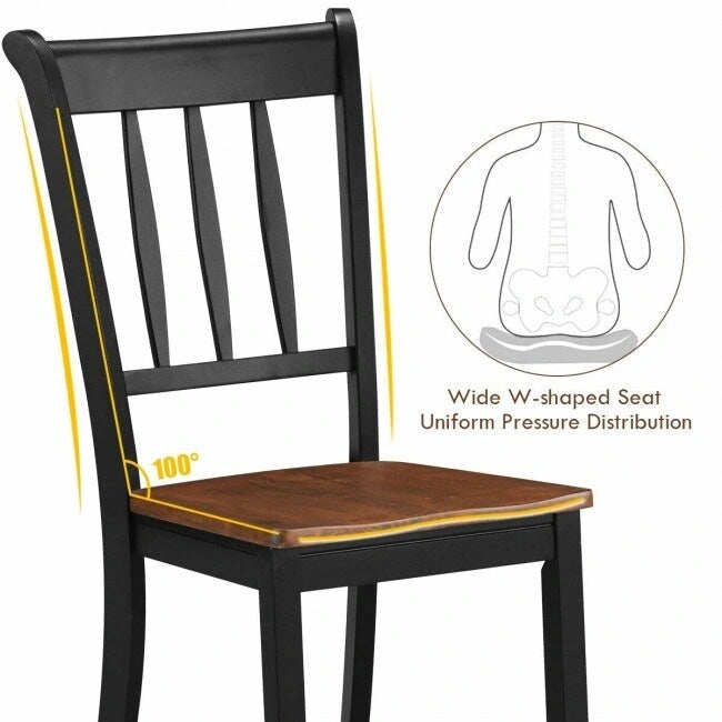 Black / White Rubberwood Spindle Back Dining Chairs, Set of 2, for 2 Person
