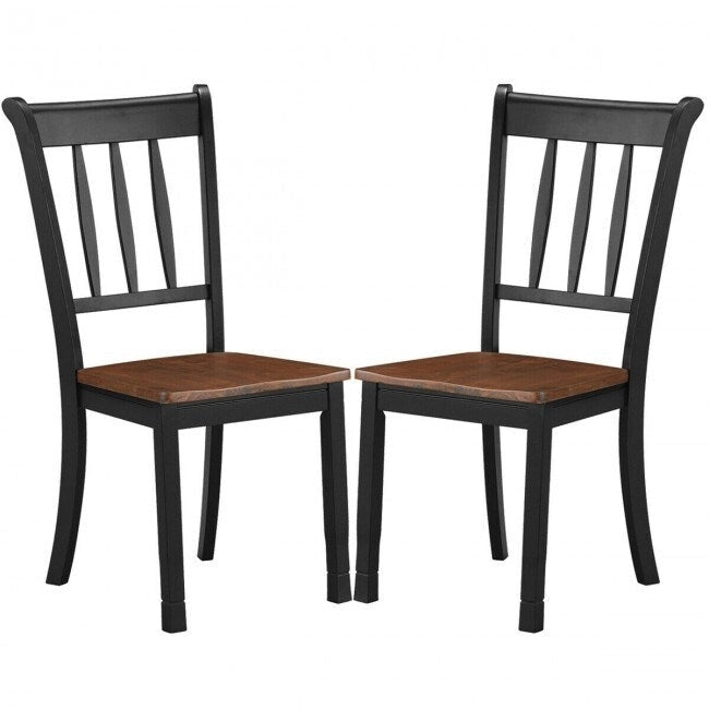 Black / White Rubberwood Spindle Back Dining Chairs, Set of 2, for 2 Person