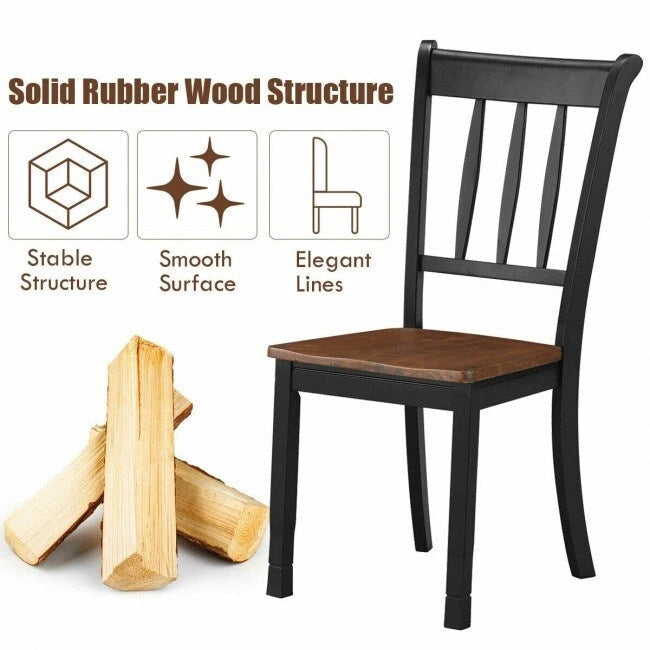 Black / White Rubberwood Spindle Back Dining Chairs, Set of 2, for 2 Person
