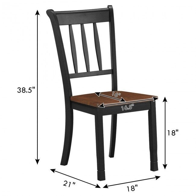 Black / White Rubberwood Spindle Back Dining Chairs, Set of 2, for 2 Person